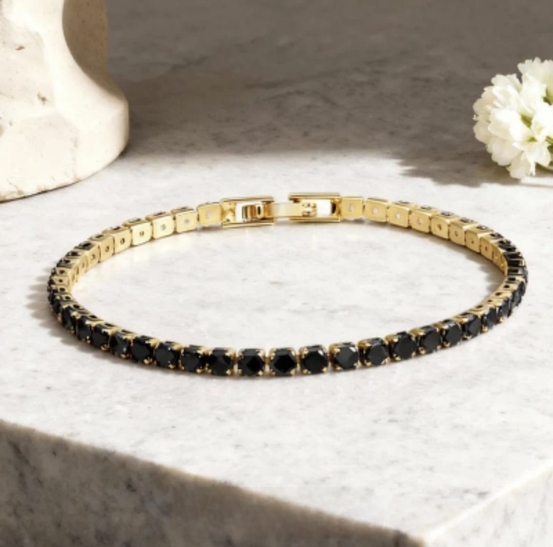 Bratara Tennis cu Cristale-black
